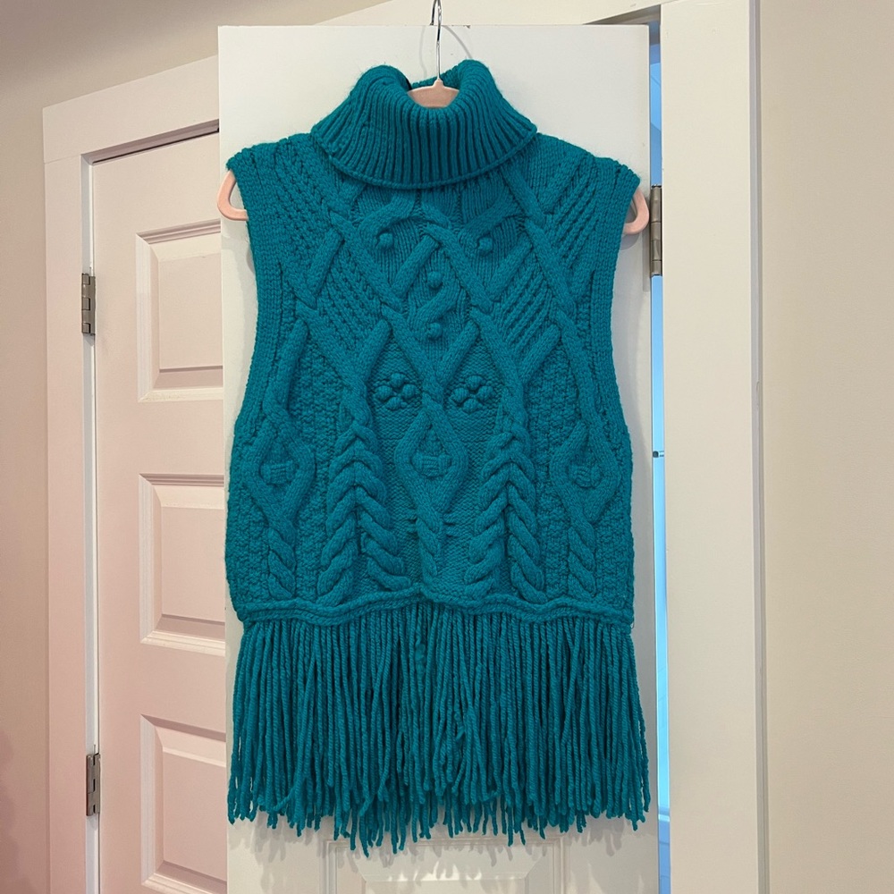 Zara Teal Cable Knit Sweater Vest